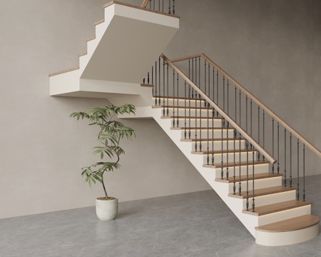  中古风楼梯 转角楼梯3d模型 