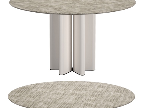  现代轻奢大理石圆餐桌3d模型 