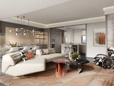  轻奢大平层 样板间 最新全套施工图 效果图合集cad施工图 