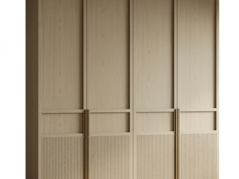  新中式原木衣柜3d模型 