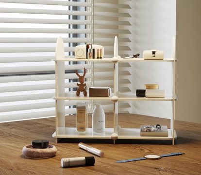 现代奶油置物架 化妆品置物架 梳妆台置物架su模型