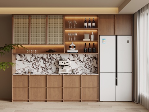  中古风酒柜 餐边柜3d模型 