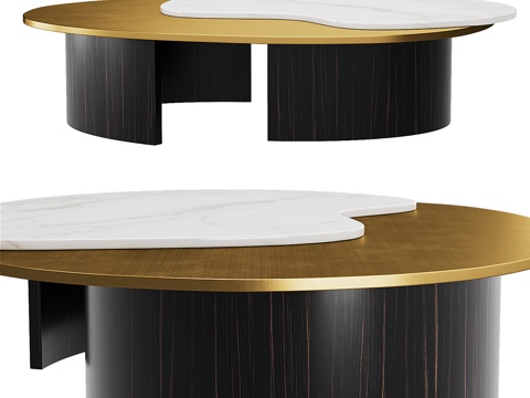  现代轻奢金属大理石茶几3d模型 