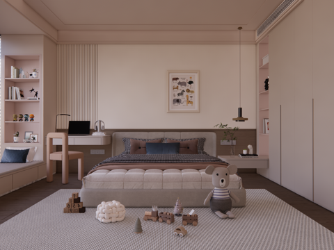 现代家居卧室 现代卧室 儿童房 衣柜su模型