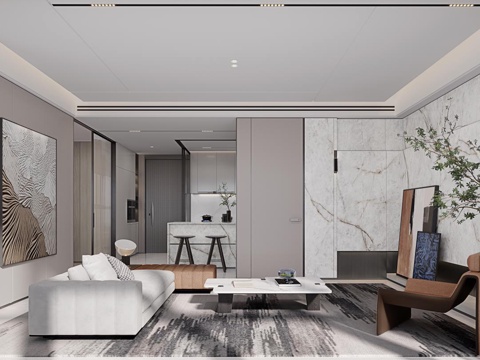 轻奢大平层 样板间 最新全套施工图 效果图合集cad施工图