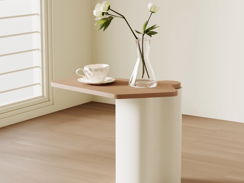  现代奶油风边几 中古边几su模型 