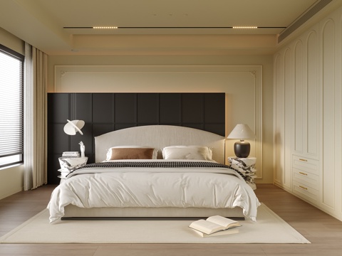  现代卧室 双人床 床头柜3d模型 