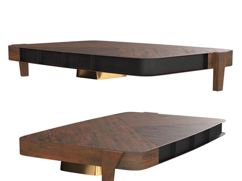  现代意式实木茶几3d模型 