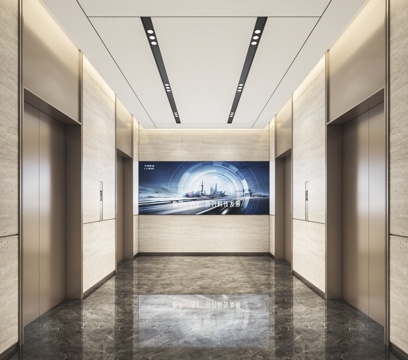  现代电梯厅电梯间电梯按钮3d模型 