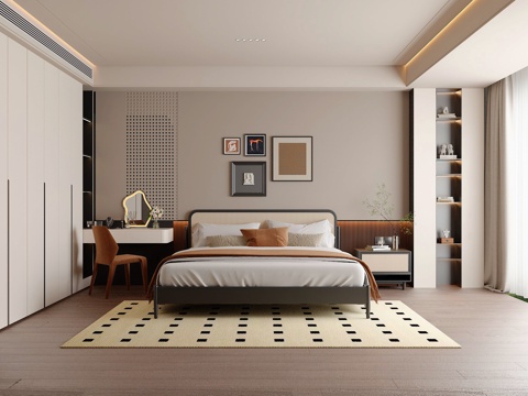  现代卧室3d模型 