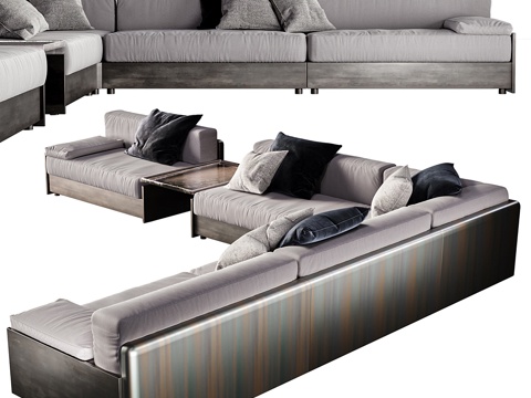  现代意式布艺组合转角沙发3d模型 