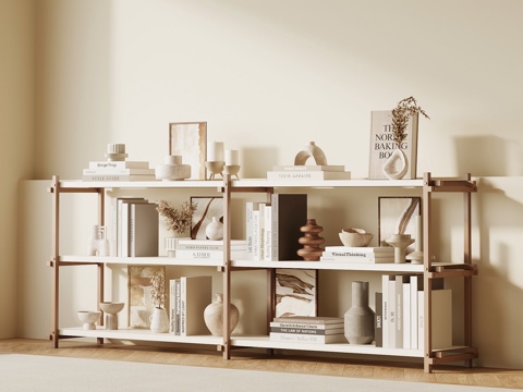 侘寂中古置物架 书架su模型