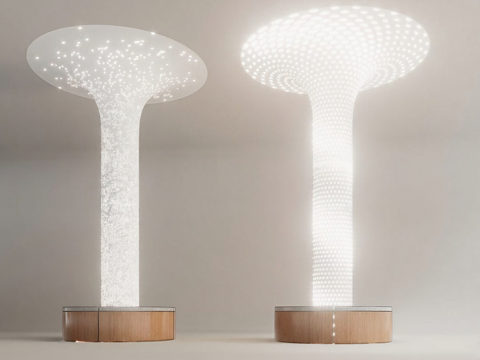 现代艺术感光之瀑布装置 艺术灯具 光点瀑布 星空灯su模型