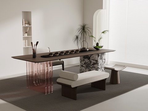  新中式茶桌椅 茶台3d模型 