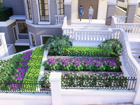 简欧庭院花园su模型