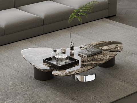  现代意式茶几 异形茶几3d模型 