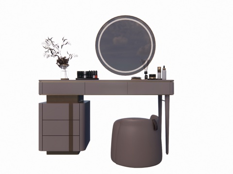 卧室 晾衣架 吹风机 衣服 化妆 桌子 镜子 梳妆镜 衣柜su模型