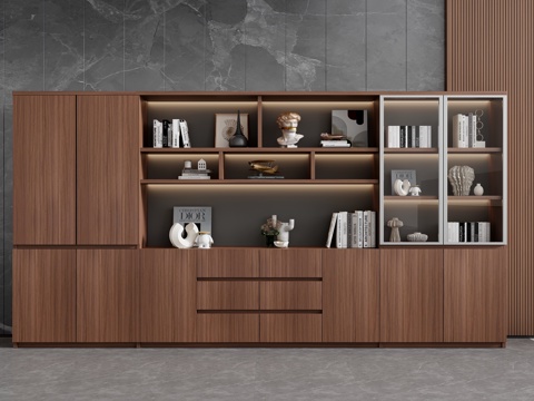  现代书柜 文件柜 原木书柜 多功能书柜 办公柜 简约文件柜3d模型 