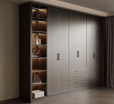 新中式衣柜 成品衣柜su模型