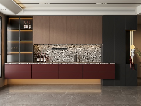  现代酒柜3d模型 