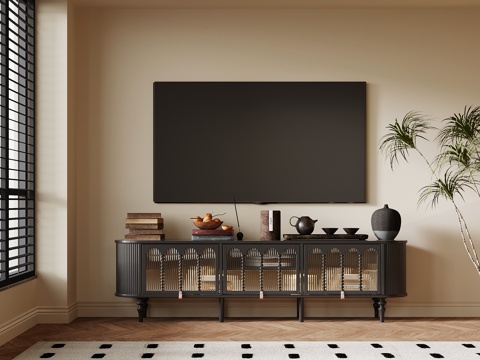  法式复古风电视柜su模型 