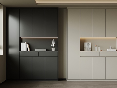 现代书柜 极简置物柜su模型