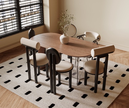  法式中古风餐桌椅3d模型 