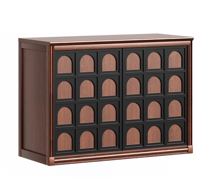 中古法式储物柜 模块斗柜 组合电视柜 置物收纳柜 落地书架su模型