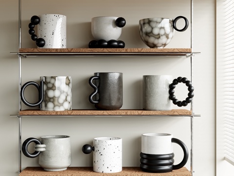  侘寂中古杯子su模型 