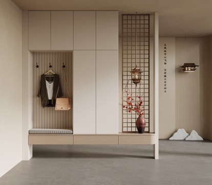 中古风鞋柜 入户鞋柜su模型