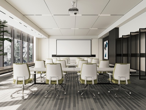  现代简约多媒体会议室3d模型 