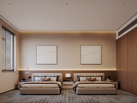  酒店客房 双人间3d模型 