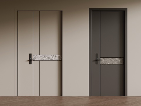  现代单开门 子母门 入户门3d模型 