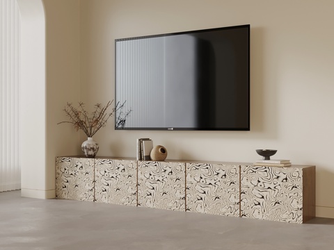  中古风电视柜 矮柜3d模型 