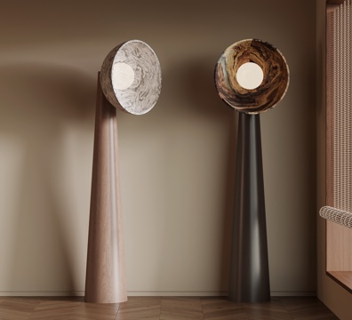  现代中古风落地灯3d模型 