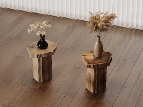  侘寂风边几 实木边几3d模型 