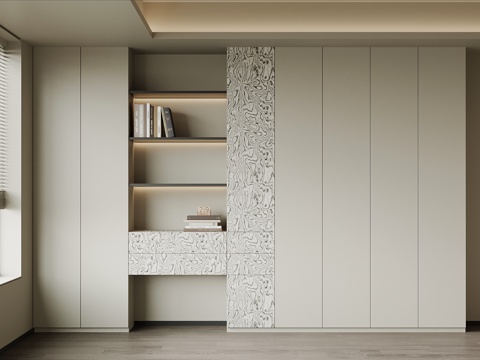  现代极简书柜 置物柜3d模型 