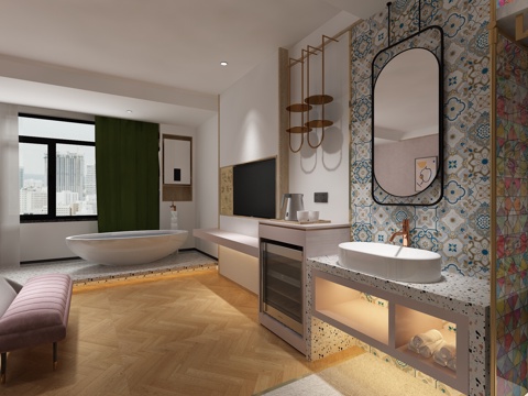  快捷酒店情侣房3d模型 