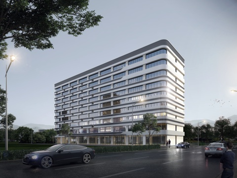  现代 办公楼 产业园 建筑外观 3D模型3d模型 