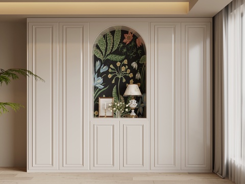  法式奶油风书柜su模型 