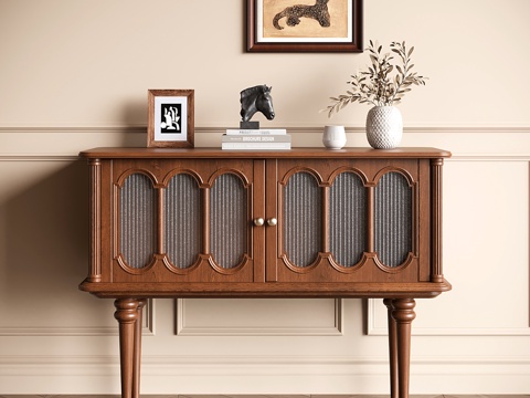 美式复古餐边柜 储物柜 收纳柜 玄关柜 装饰柜su模型