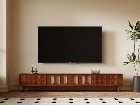  法式中古风电视柜su模型 