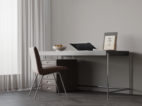  现代意式书桌椅3d模型 