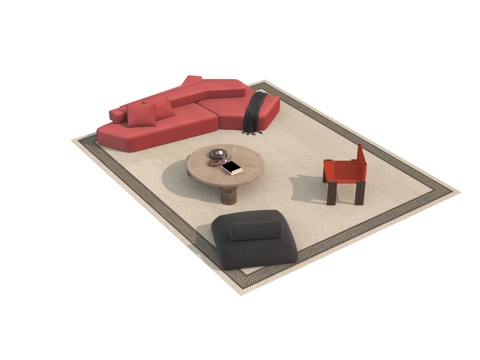  现代沙发茶几组合3d模型 