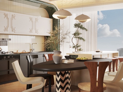  法式餐厅 复古餐厅3d模型 