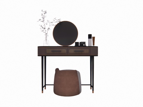 卧室 晾衣架 吹风机 衣服 化妆 桌子 镜子 梳妆镜 衣柜su模型