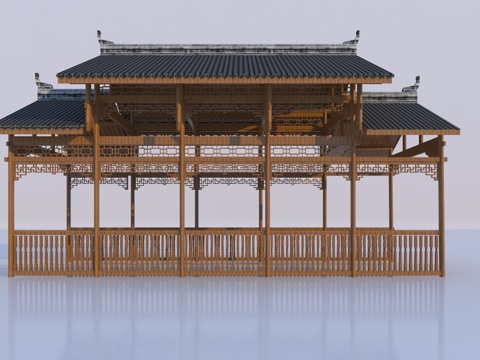  中式凉亭 古建凉亭3d模型 