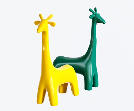 现代儿童凳子 长颈鹿矮凳 动物坐凳su模型