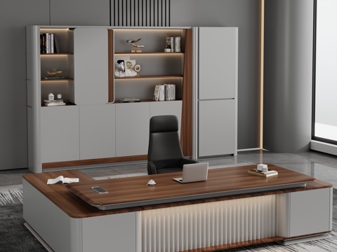  现代极简办公室 现代办公室 轻奢办公室 办公桌3d模型 