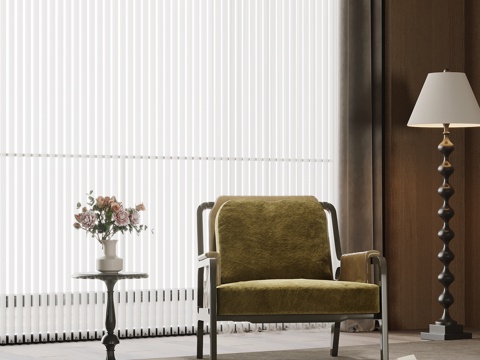  法式复古风休闲椅 边几 落地灯3d模型 